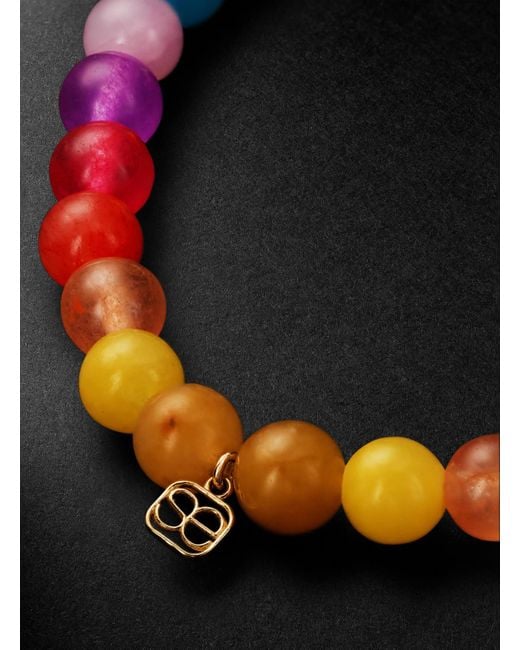 Sydney Evan Black 14-Karat, Jade And Diamond Beaded Bracelet for men