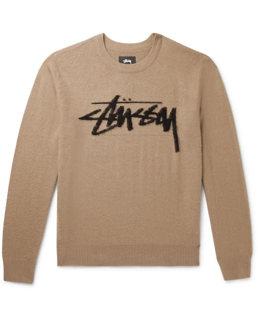Stussy Logo-intarsia Brushed-knit Sweater for Men | Lyst
