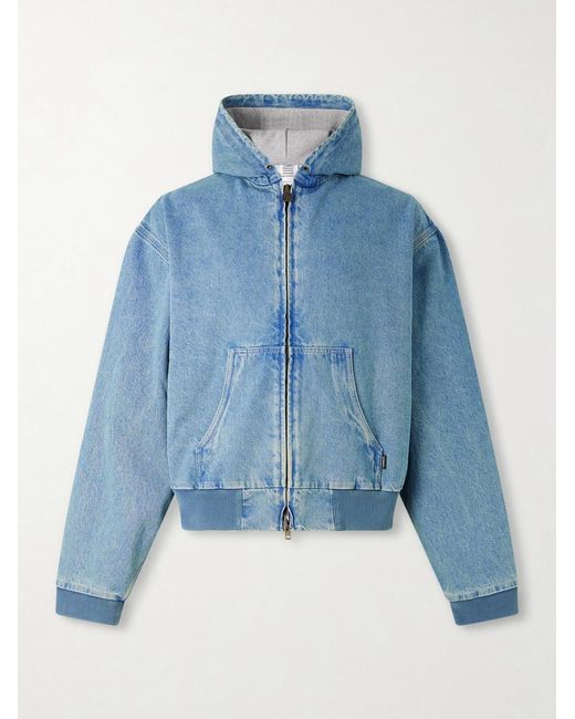 Vetements Blue Hooded Denim Jacket for men