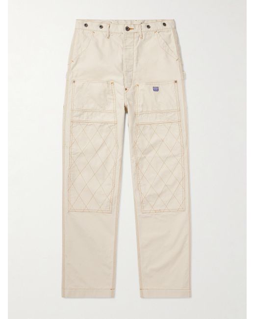 Kapital Natural Lumber Straight-Leg Embroidered Cotton-Canvas Cargo Trousers for men