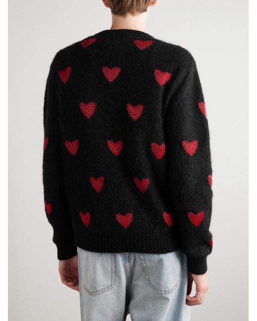 Valentino Garavani Black Jacquard-Knit Metallic Wool-Blend Sweater for men