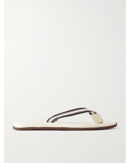 Brunello Cucinelli Natural Striped Grosgrain Flip Flops for men