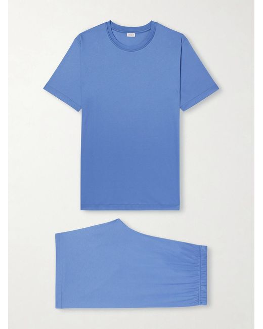 Zimmerli of Switzerland Blue Sea Island Cotton-Jersey Pyjama Set for men