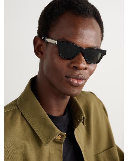 Saint Laurent Black Jacques D-Frame Tortoiseshell Acetate Sunglasses for men