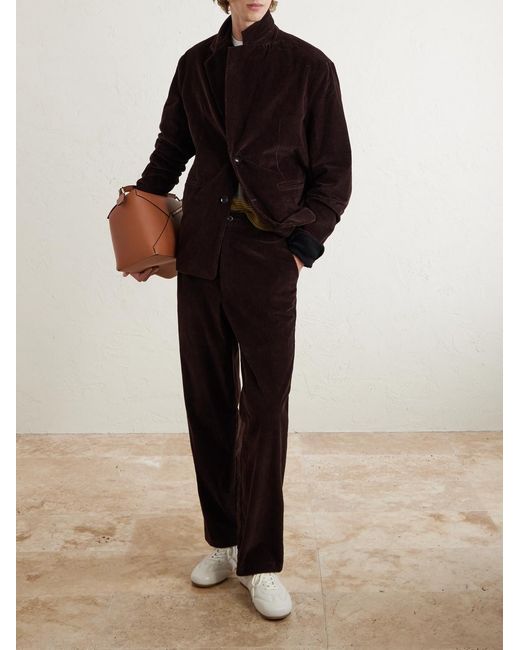 The Elder Statesman Purple Straight-Leg Cotton-Corduroy Trousers for men