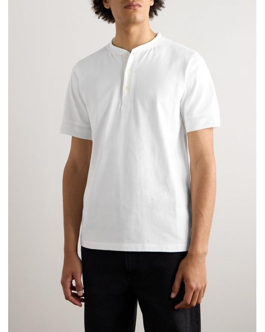 T-shirt henley in jersey di cotone di Nudie Jeans in White da Uomo