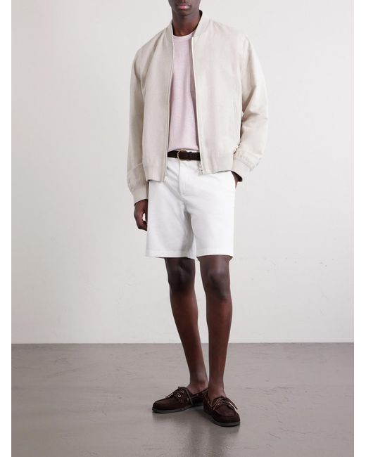 Mr P. White Straight-Leg Garment-Dyed Cotton-Blend Twill Bermuda Shorts for men