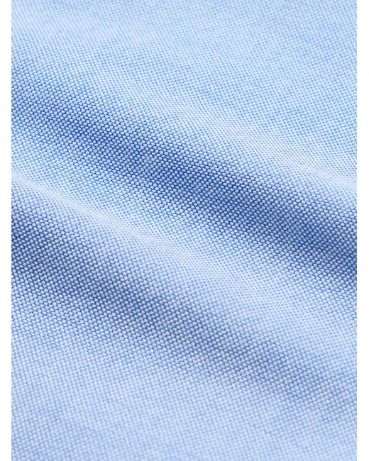 Portuguese Flannel Blue Belavista Button-Down Collar Cotton Oxford Shirt for men