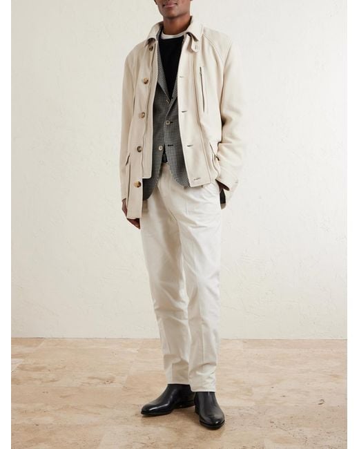 Brunello Cucinelli Natural Belted Leather Jacket for men
