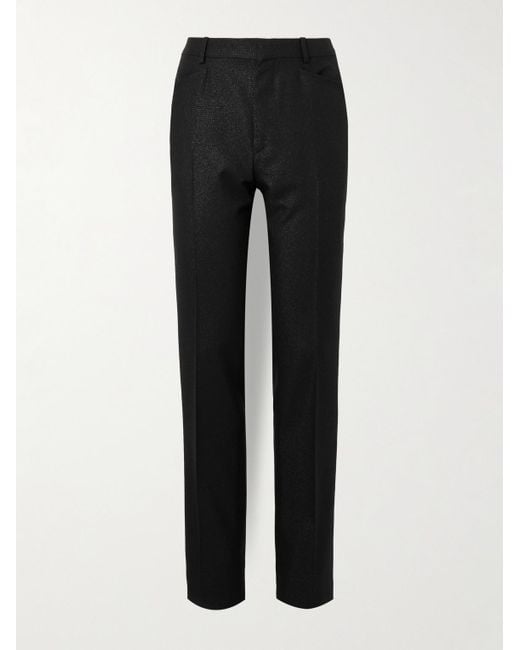 Tom Ford Gerade geschnittene Anzughose aus einer Wollmischung mit Glencheck-Muster in Black für Herren