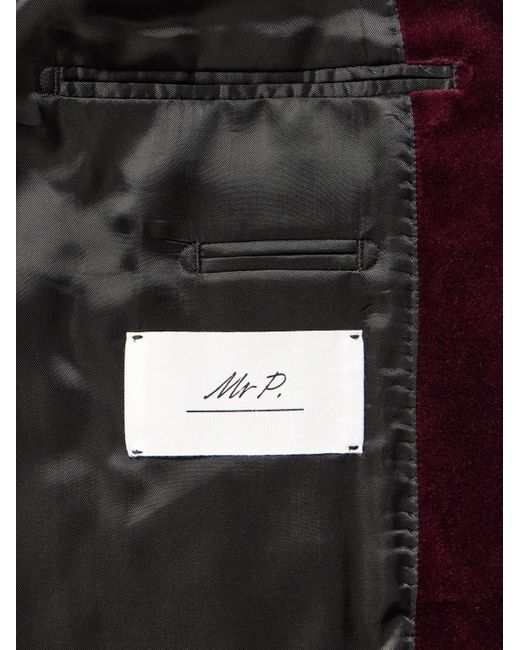 Mr P. Red Slim-Fit Shawl-Collar Cotton-Velvet Tuxedo Jacket for men