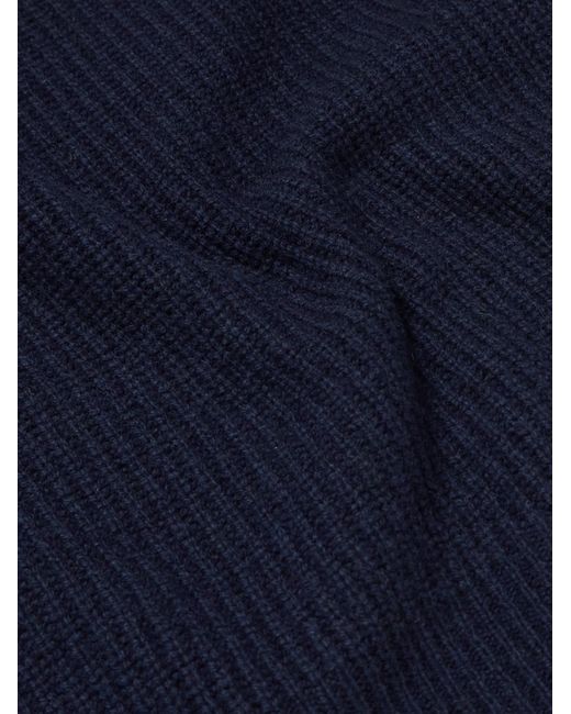 John Smedley Blue Ryker Ribbed Recycled-Cashmere And Wool-Blend Half-Zip Sweater for men