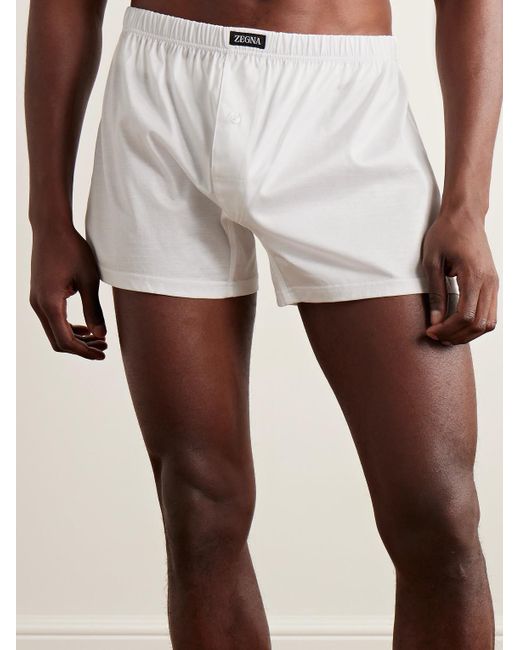 Zegna White Filoscozia® Cotton-jersey Boxer Shorts for men