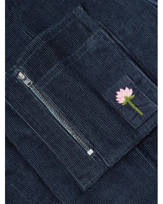 Kardo Blue Max Logo-embroidered Cotton-corduroy Bomber Jacket for men