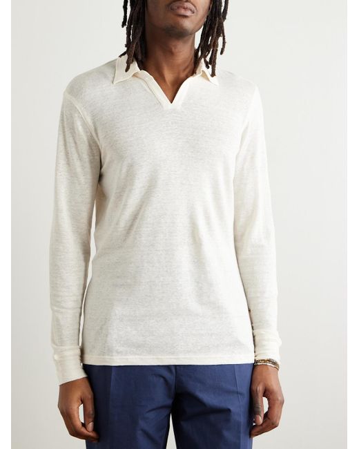 Orlebar Brown Felix Oberteil aus Jersey aus einer Leinenmischung mit Polokragen in White für Herren