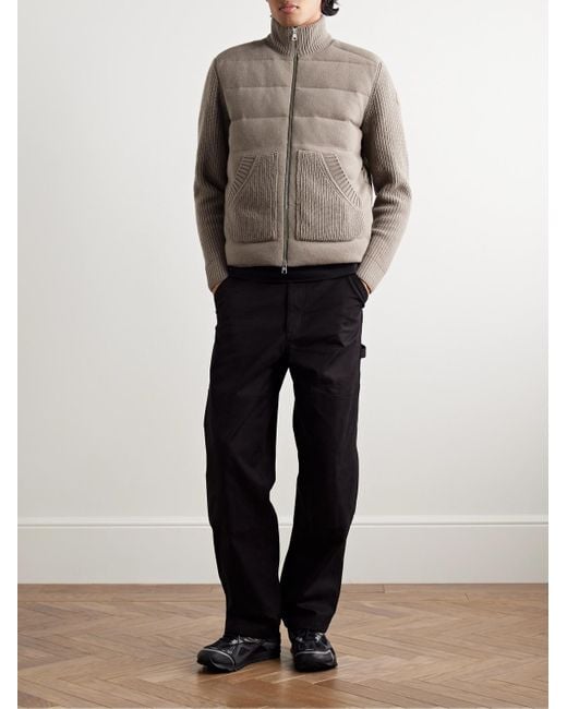 Moncler Gray Panelled Virgin Wool And Cashmere-Blend And Shell Down Jacket for men