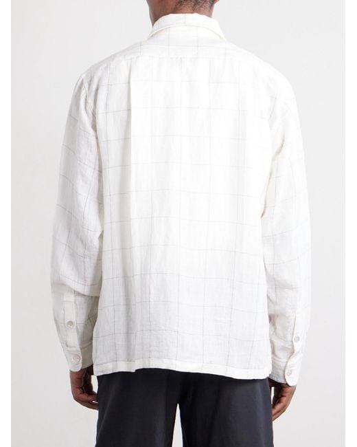 Kartik Research White Pataudi Checked Linen Shirt for men