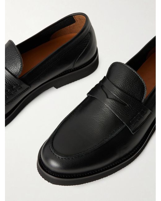 Mr P. Black College Leather Penny Loafers for men