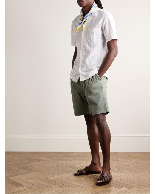 Massimo Alba White Venice Convertible-collar Striped Cotton-blend Seersucker Shirt for men
