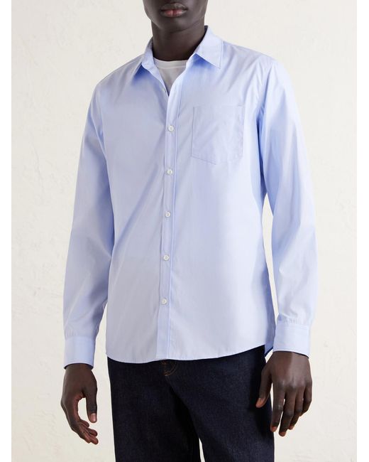 Dries Van Noten Blue Cotton-Poplin Shirt for men