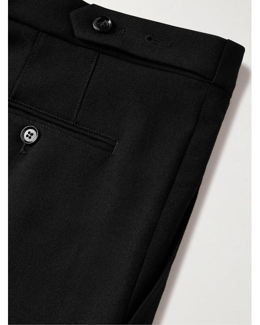 AMI Black Wide-Leg Pleated Virgin Wool-Gabardine Trousers for men