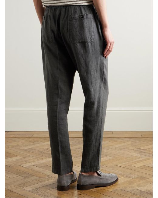 Altea Gray Mattia Straight-Leg Linen Trousers for men
