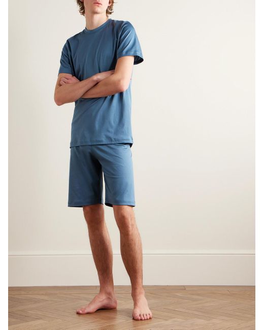 Zimmerli of Switzerland Pyjama aus Sea-Island-Baumwoll-Jersey in Blue für Herren