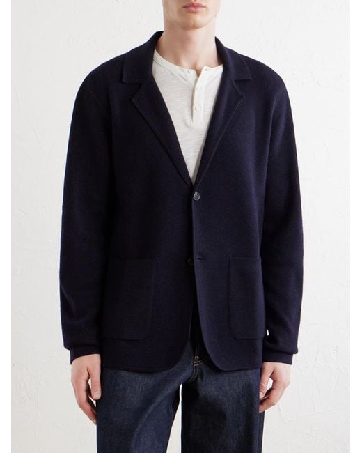 Paul Smith Blue Knitted Merino Wool Blazer for men