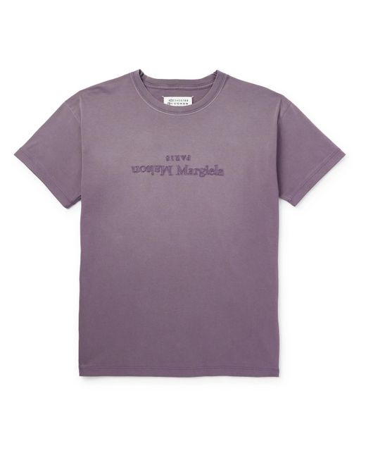 Maison Margiela Purple Logo-embroidered Cotton-jersey T-shirt for men