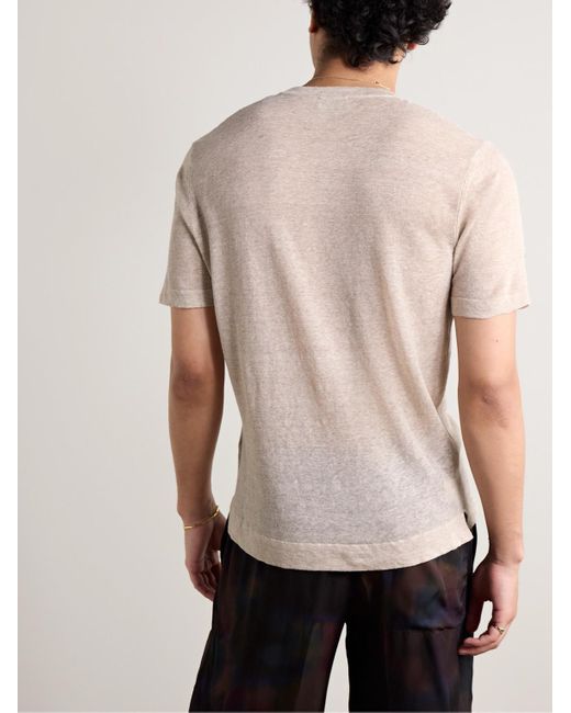 Altea White Linen And Cotton-blend Jersey T-shirt for men