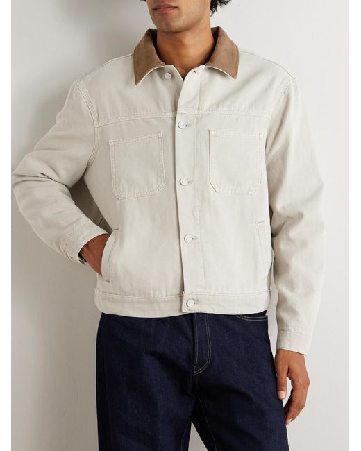 FRAME White Suede-trimmed Cotton-canvas Jacket for men