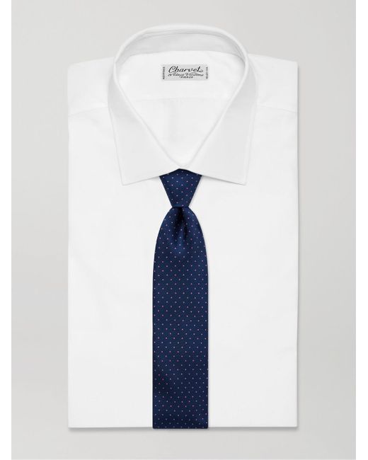 Ferragamo Krawatte aus Seiden-Twill mit Punkten in Blue für Herren