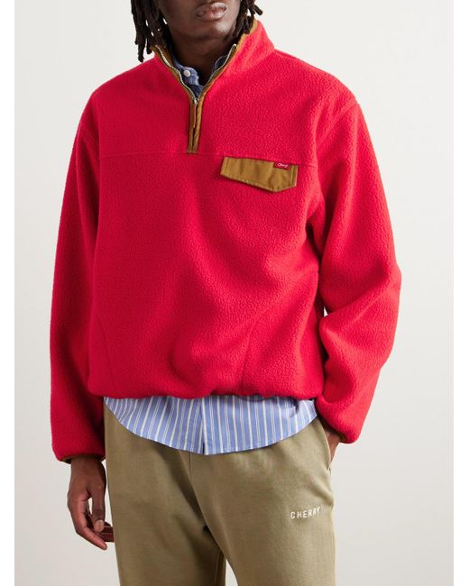 CHERRY LA Red Ripstop-trimmed Fleece Half-zip Jacket for men