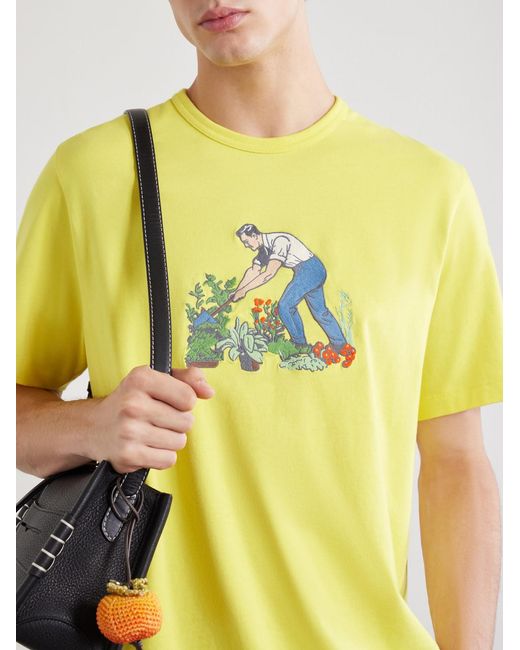 J.W. Anderson Yellow Gardener Embroidered Cotton-Jersey T-Shirt for men