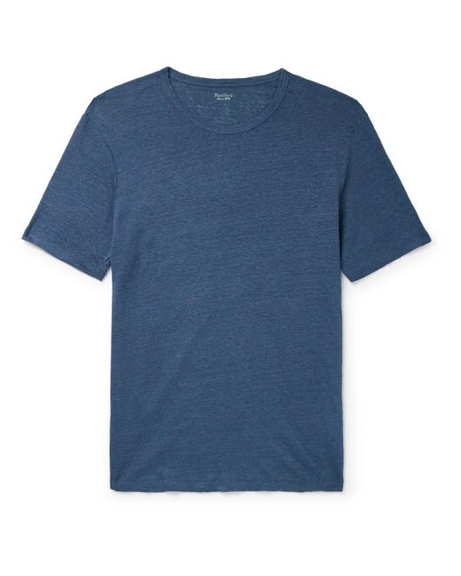 Hartford Blue Slub Linen T-shirt for men