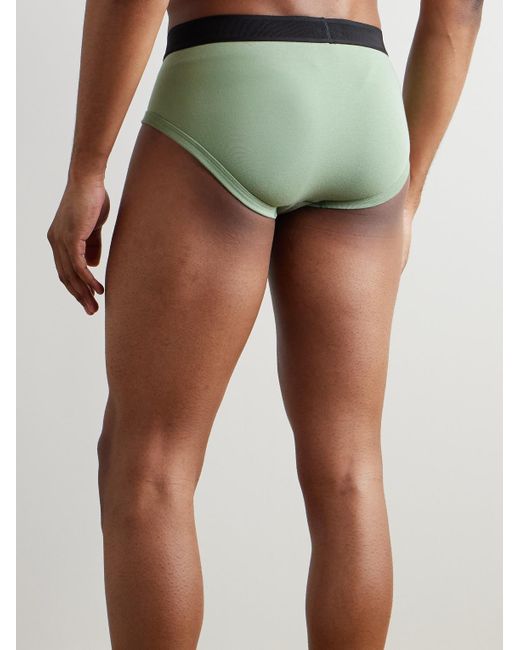 Tom Ford Green Stretch-Cotton Briefs for men