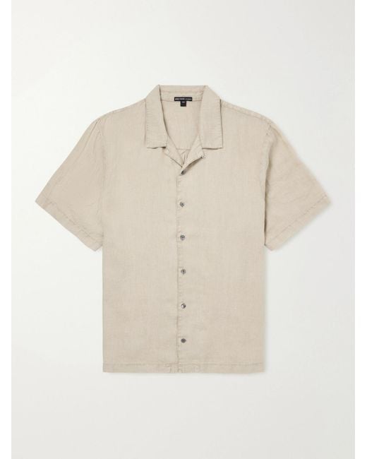 James Perse Natural Convertible-collar Linen Shirt for men