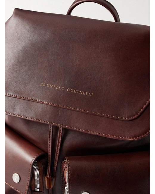 Brunello Cucinelli Purple Leather Backpack for men