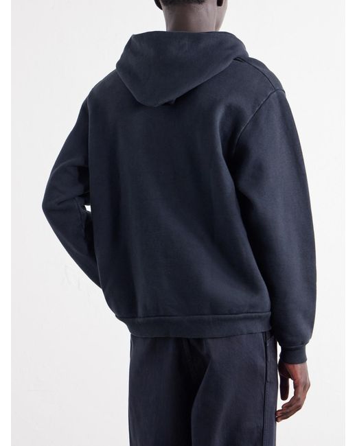 A.PRESSE Blue Vintage Cotton-jersey Zip-up Hoodie for men