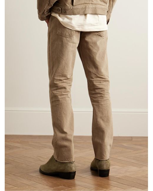 Fear Of God Natural Straight-leg Distressed Logo-appliquéd Jeans for men