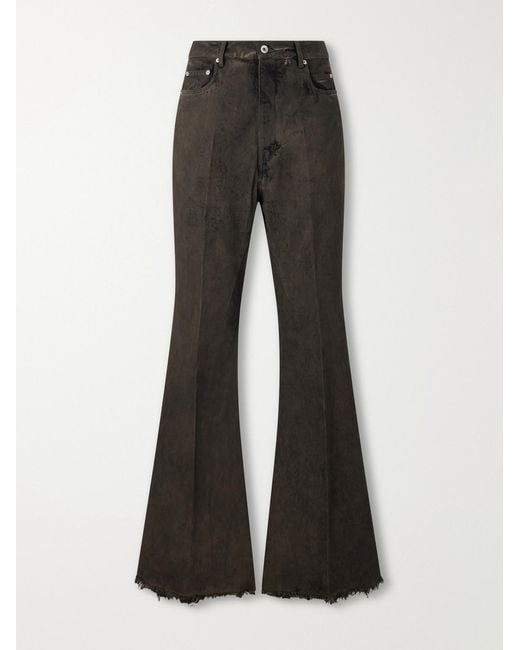 Rick Owens Black Bolan Flared Frayed Jeans for men