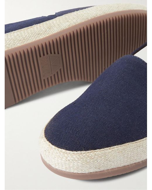 Mulo Blue Linen Espadrilles for men