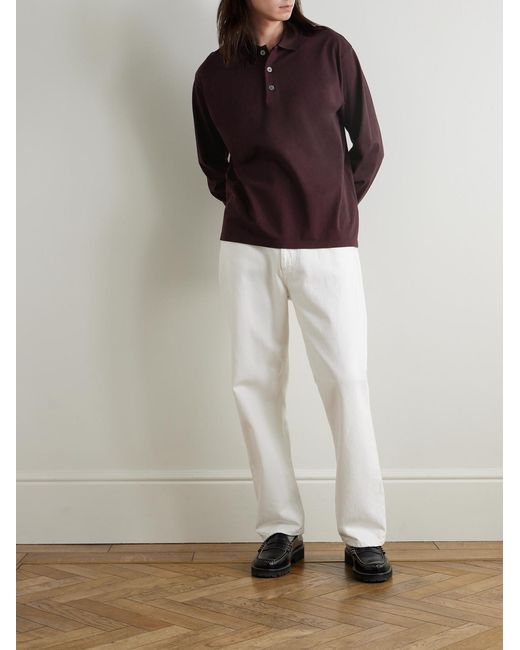 FRAME Purple Mercerised Cotton-piqué Polo Shirt for men