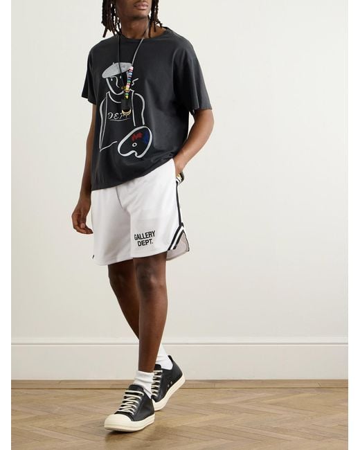 GALLERY DEPT. White Venice Court Wide-Leg Logo-Print Webbing-Trimmed Mesh Shorts for men
