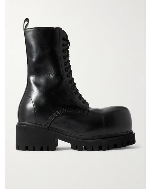 Balenciaga Stomper Schnürstiefel aus Leder in Black für Herren