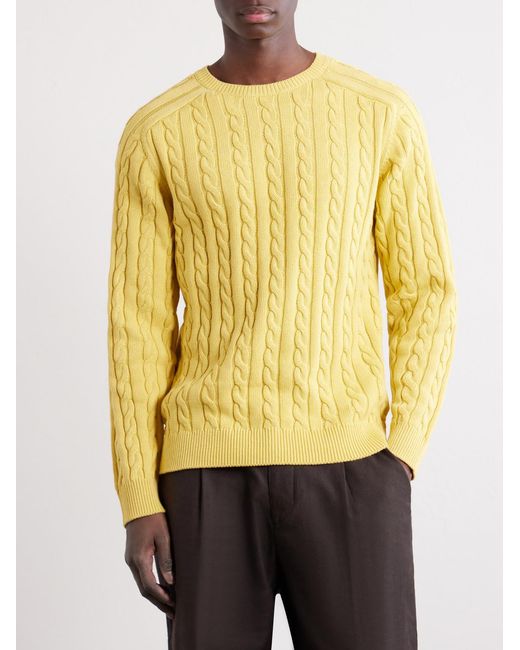 Beams Plus Yellow Cable-knit Cotton Sweater for men