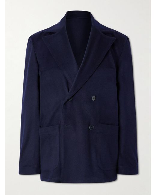 STÒFFA Blue Double-Breasted Cashmere Jacket for men