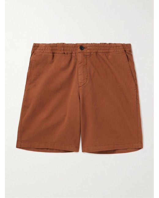 Mr P. Brown Straight-leg Garment-dyed Organic Cotton-blend Twill Shorts for men
