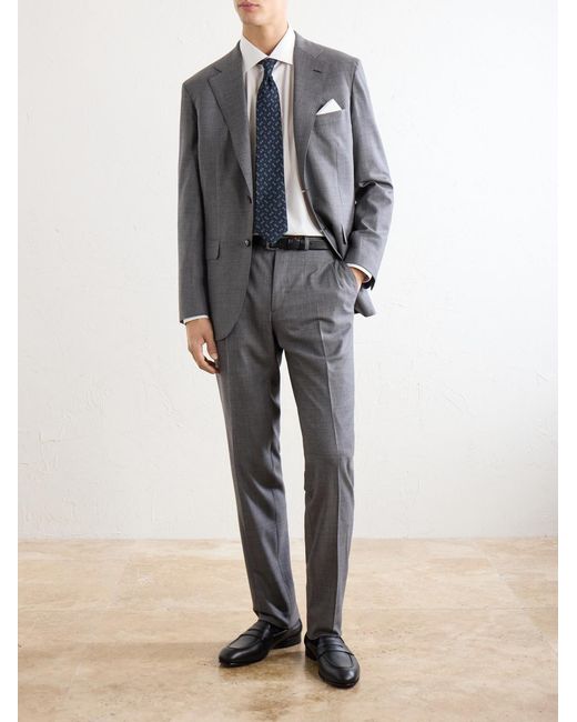 Brioni Gray Straight-Leg Wool-Twill Suit Trousers for men