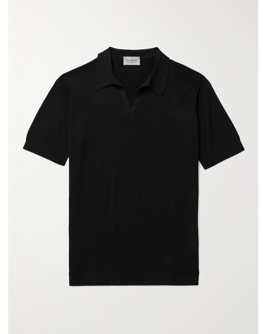 John Smedley Black Noah Sea Island Cotton Polo Shirt for men